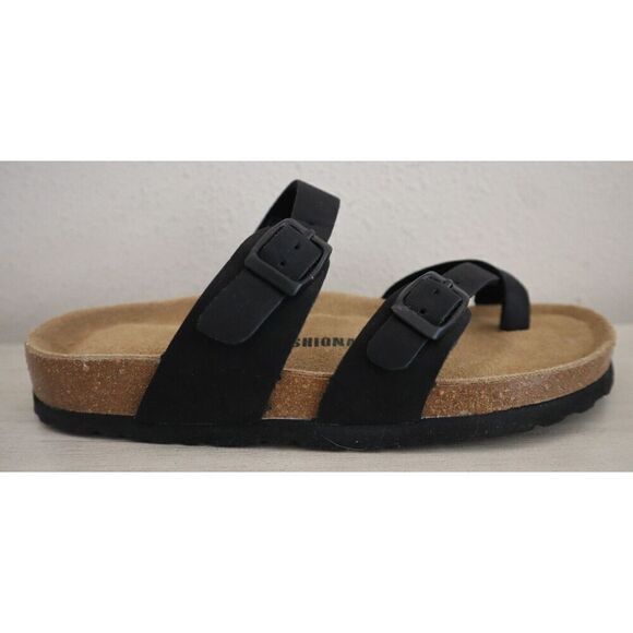 Cushionaire 779601 Women's Sz 8M Black Luna Cork Footbed Sandals SIB - Picture 4 of 13